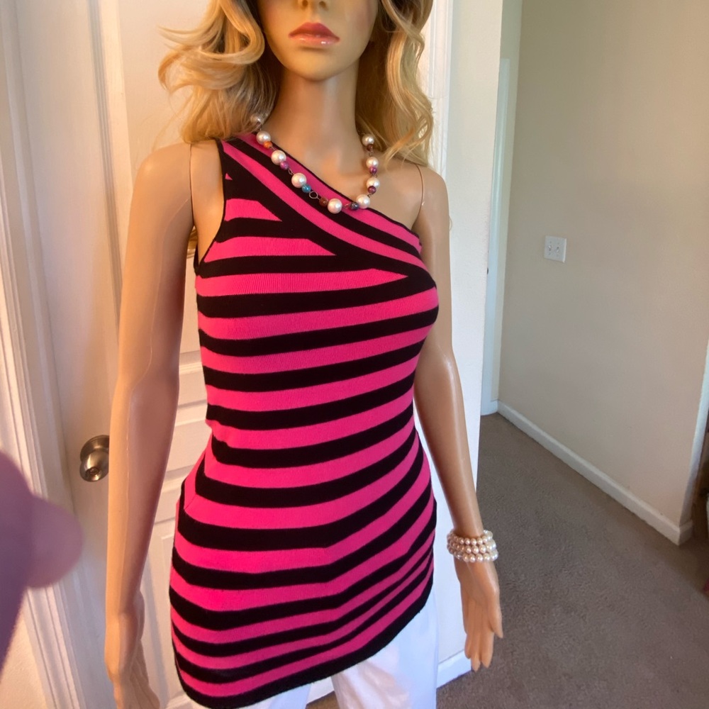 Cute Pink stripes off shoulder top
